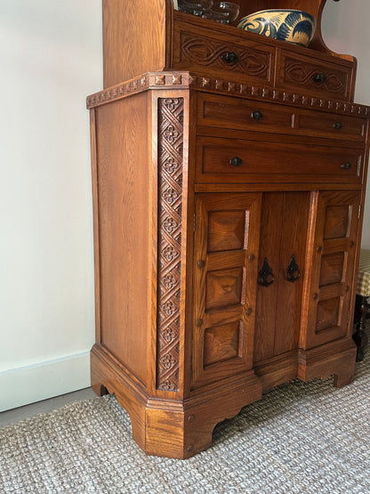 Carved oak hutch