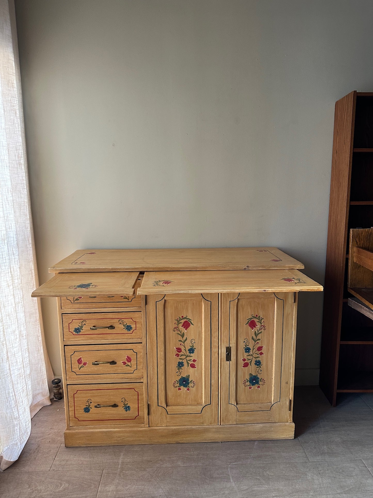 Swiss hand painted folk cabinet