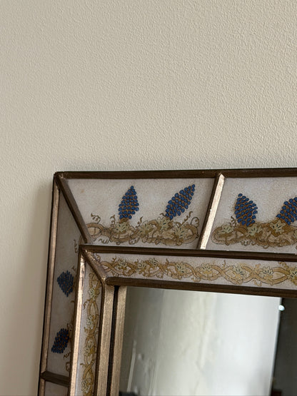 Reverse painted glass mirror