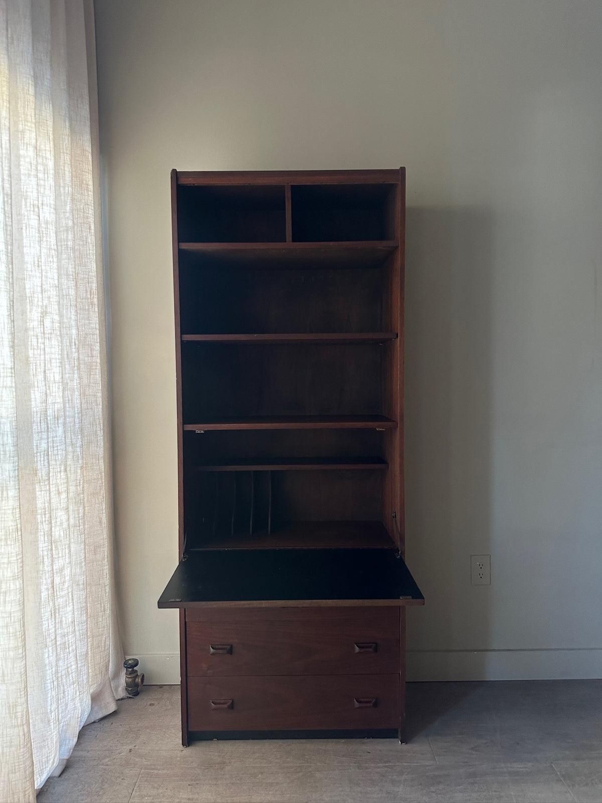 Walnut secretary shelf