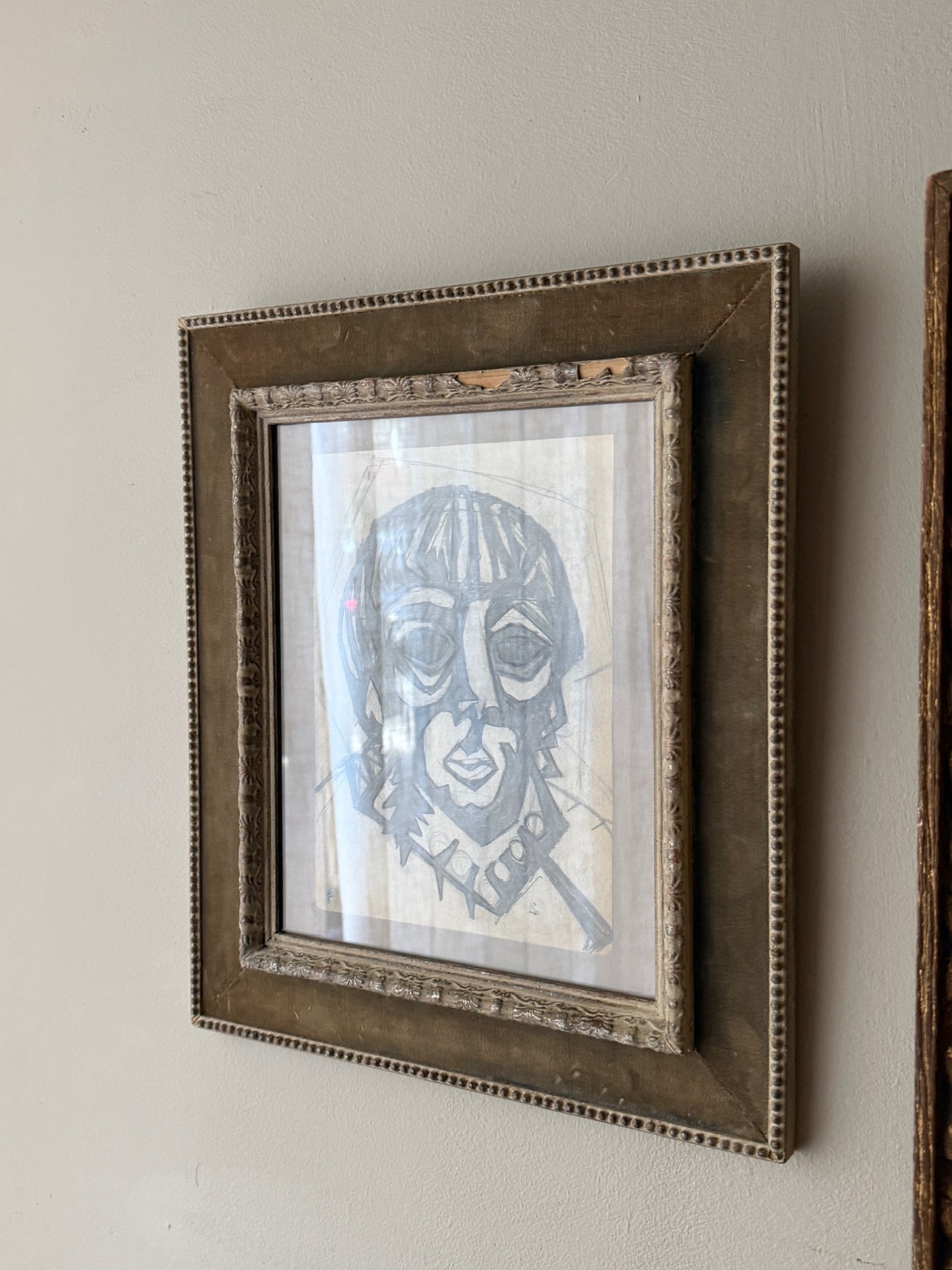 French Cubist male portrait. Signed.