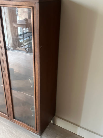 Walnut glass display case