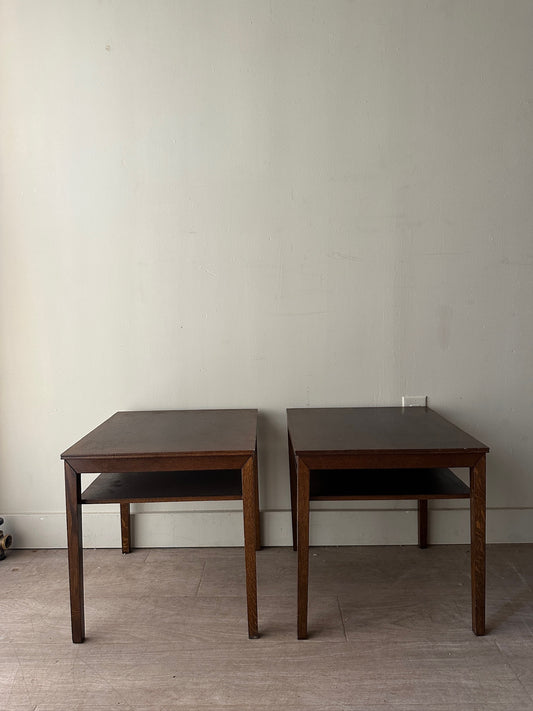 2 oak side tables. Sold individually.