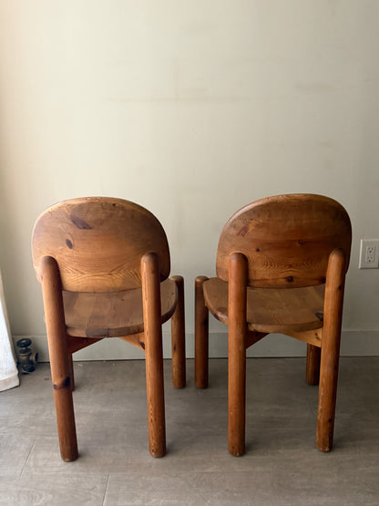 Pair of Rainer Daumiller pine dining chairs