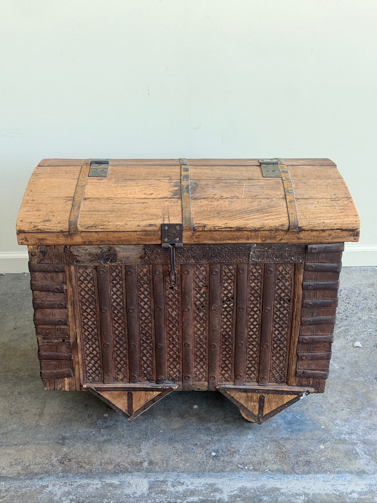 Indian dowry chest with iron hardware