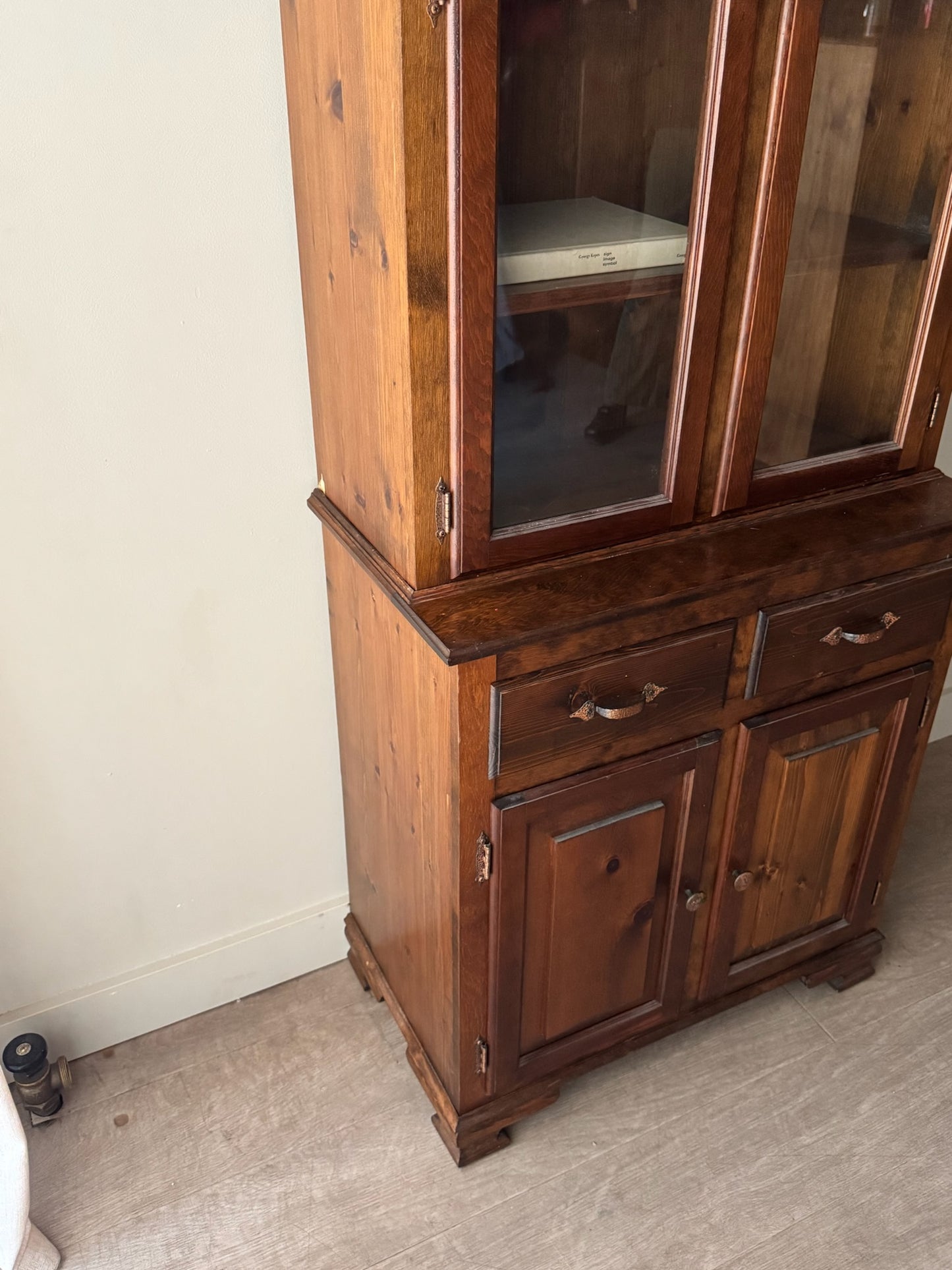 Narrow pine display hutch