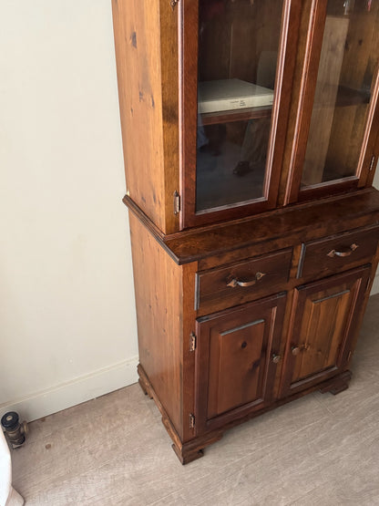 Narrow pine display hutch