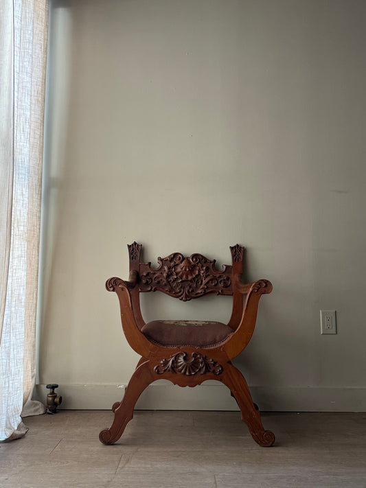 Carved walnut chair
