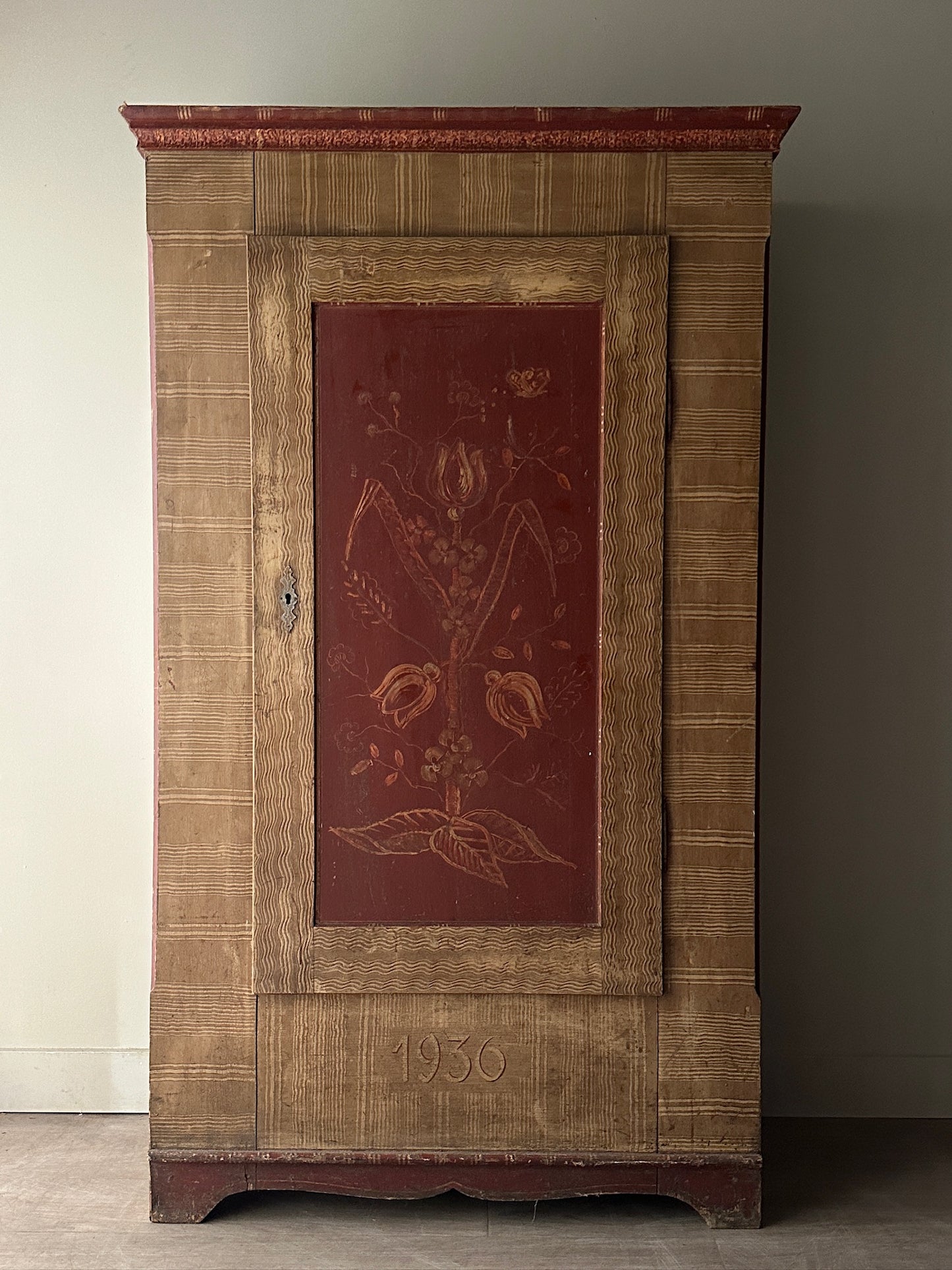 Scandinavian Grain-Painted Pine Armoire
