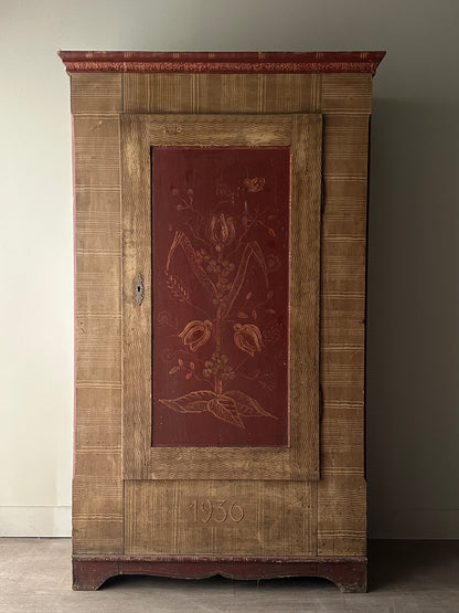 Scandinavian Grain-Painted Pine Armoire