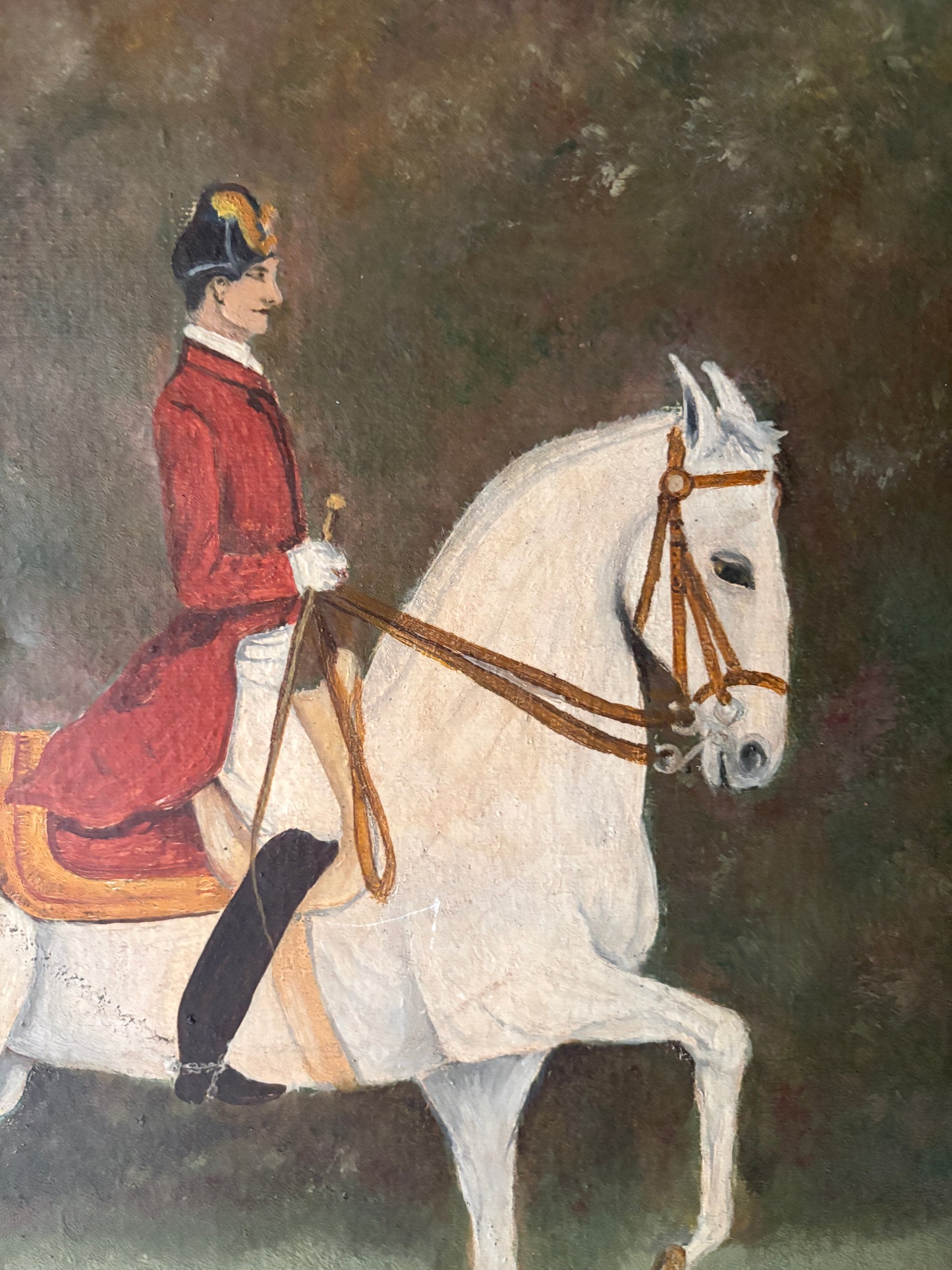 Equestrian portrait. Signed on back.