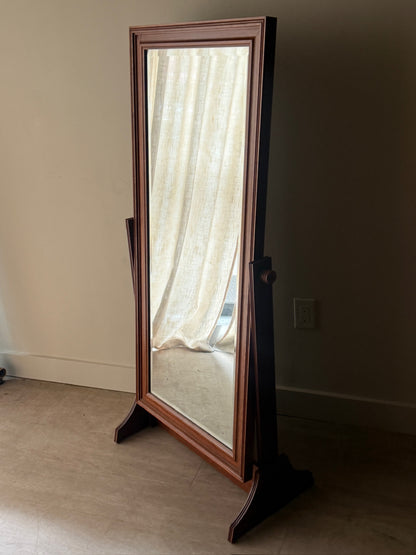 Walnut cheval mirror