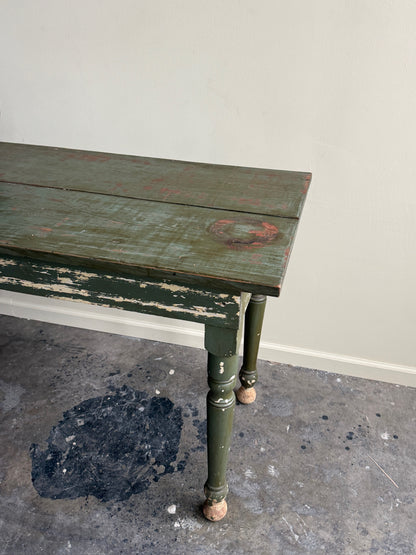 Green painted pine farm table