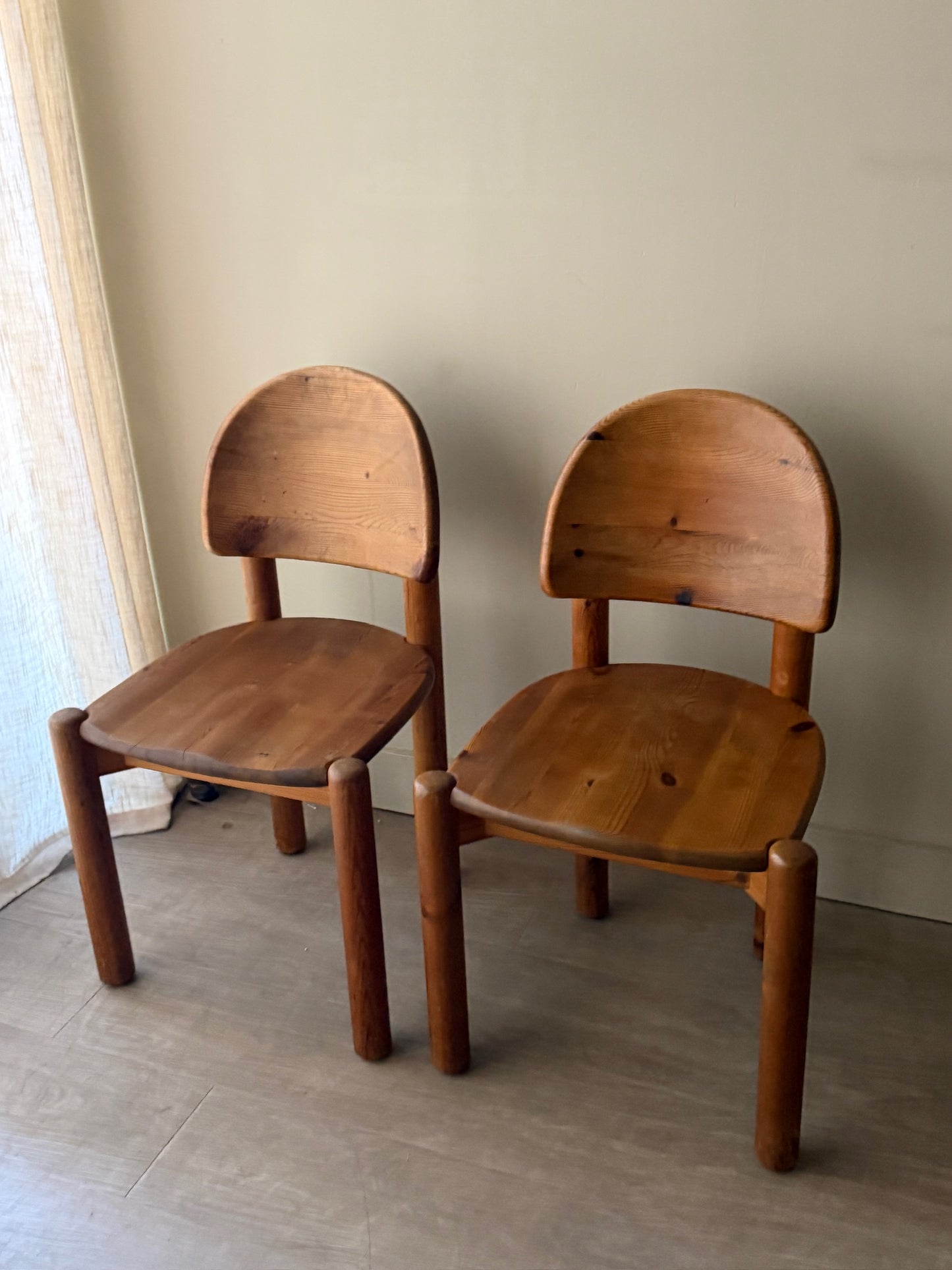 Pair of Rainer Daumiller pine dining chairs
