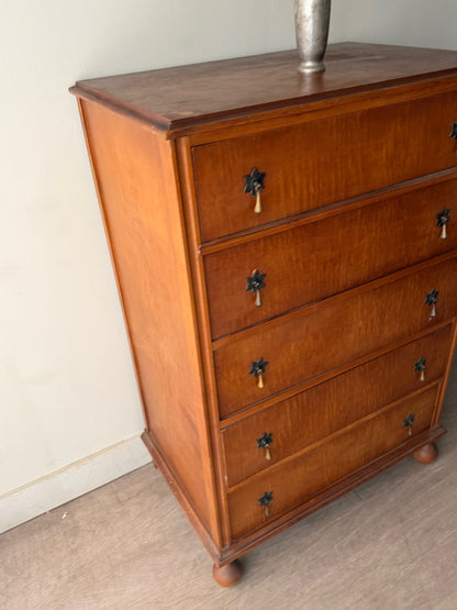 Tiger maple tallboy dresser
