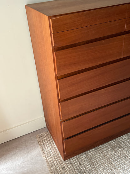 Teak tallboy dresser