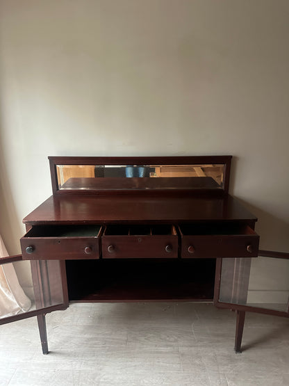 Mahogany server with mirror
