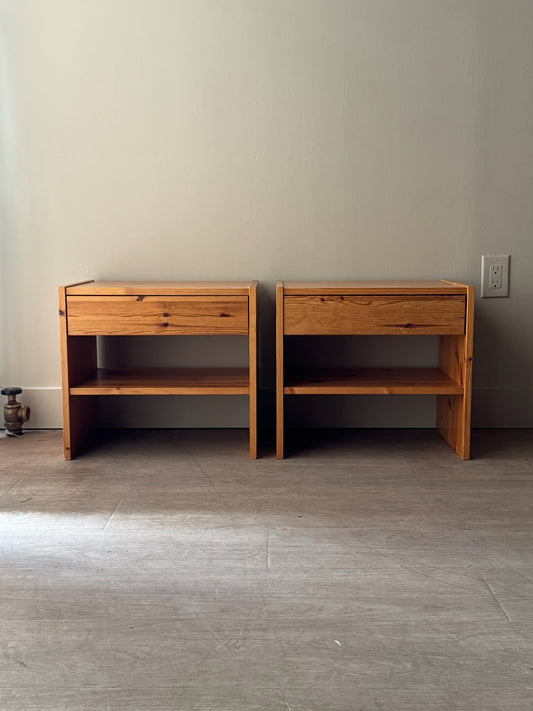 Swedish pine nightstands. Sold as a pair.