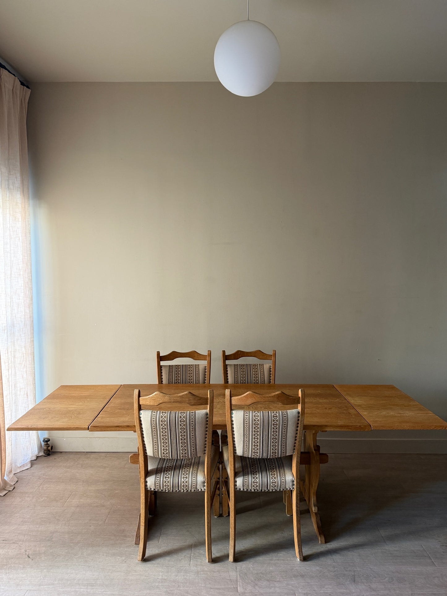 1970s Danish oak dining table with extensions