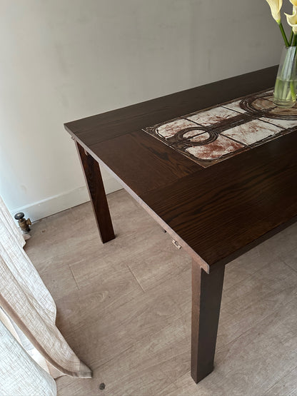 Ox Art Danish oak and tile dining table with extensions