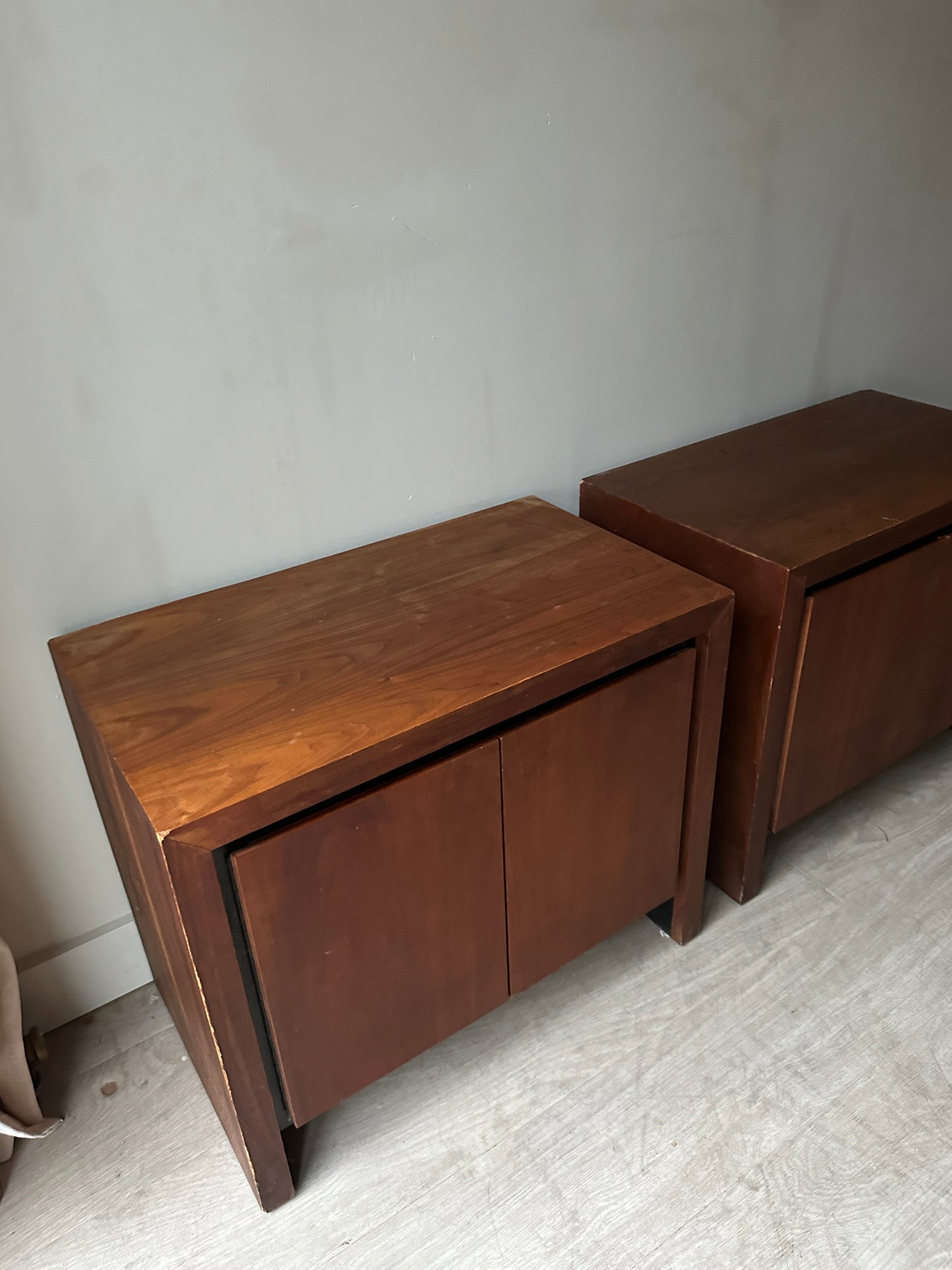 Pair of walnut side tables