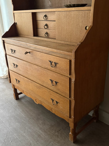 Danish oak secretary bookcase