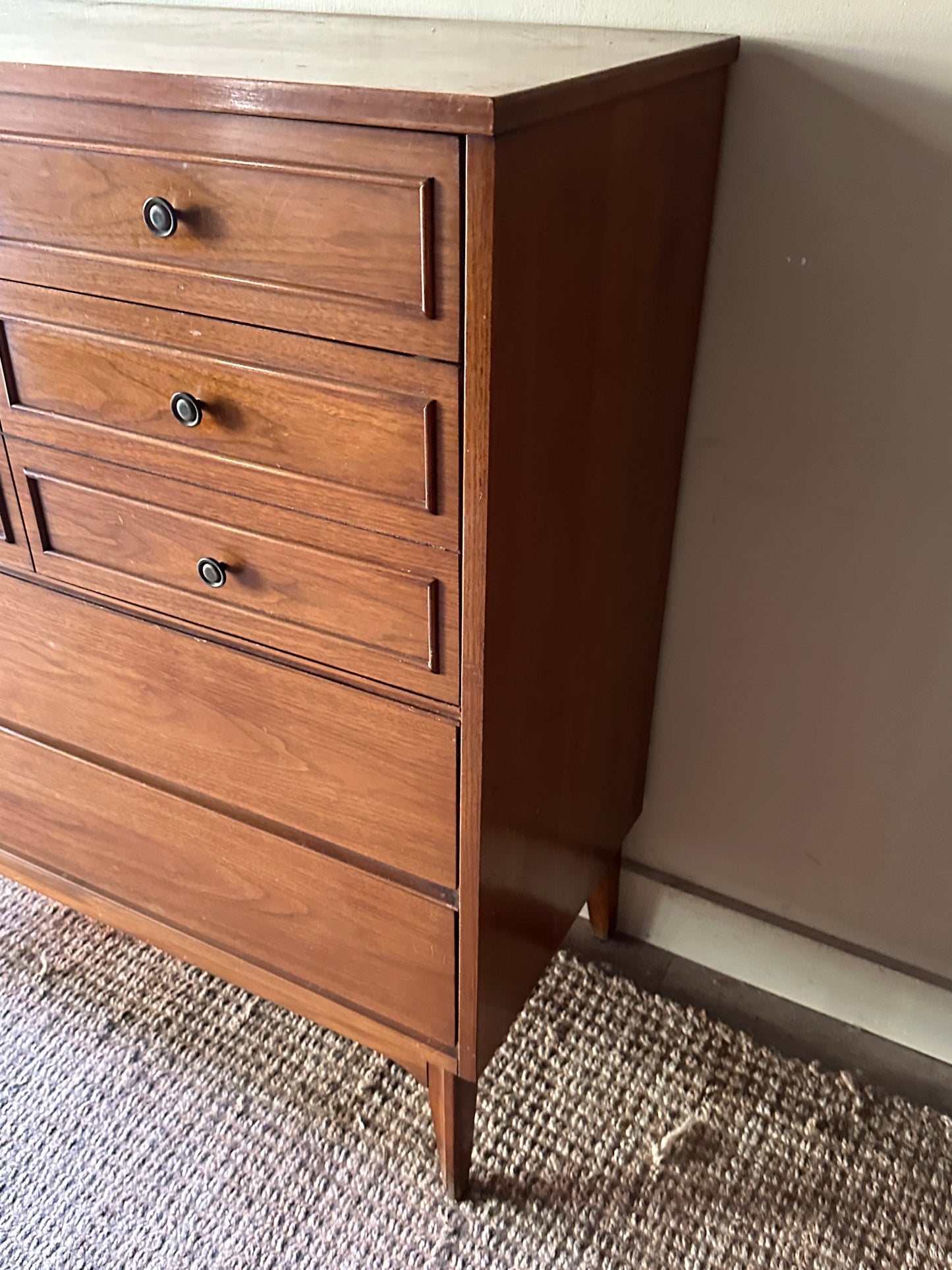 Walnut tallboy dresser