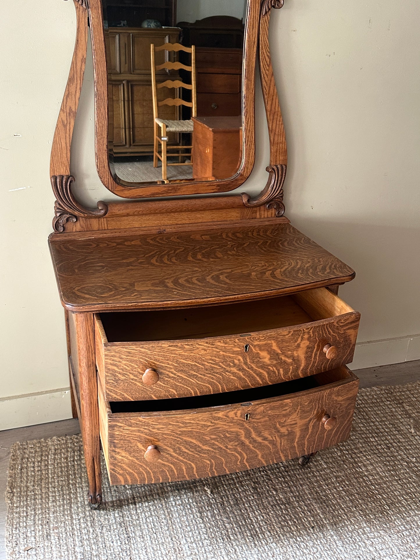 Oak vanity dresser