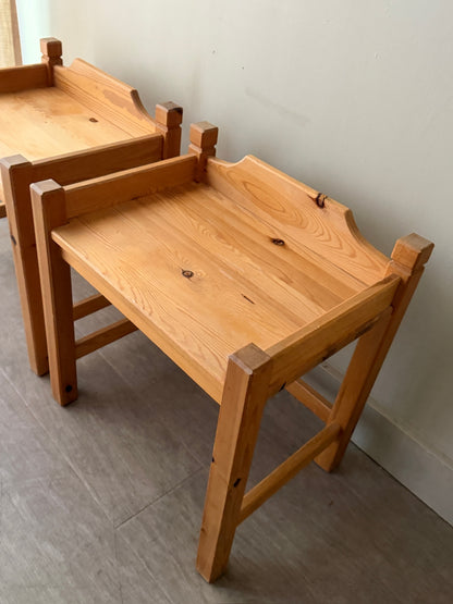 Swedish pine nightstands. Sold as a pair.