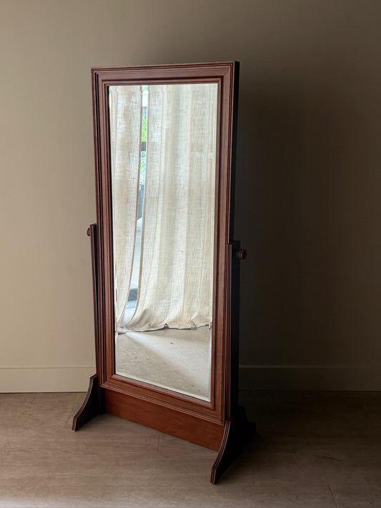 Walnut cheval mirror