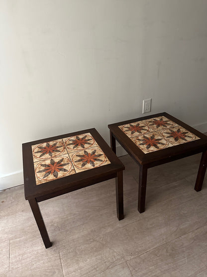 2 Toften Danish rosewood and tile side tables. Sold individually.