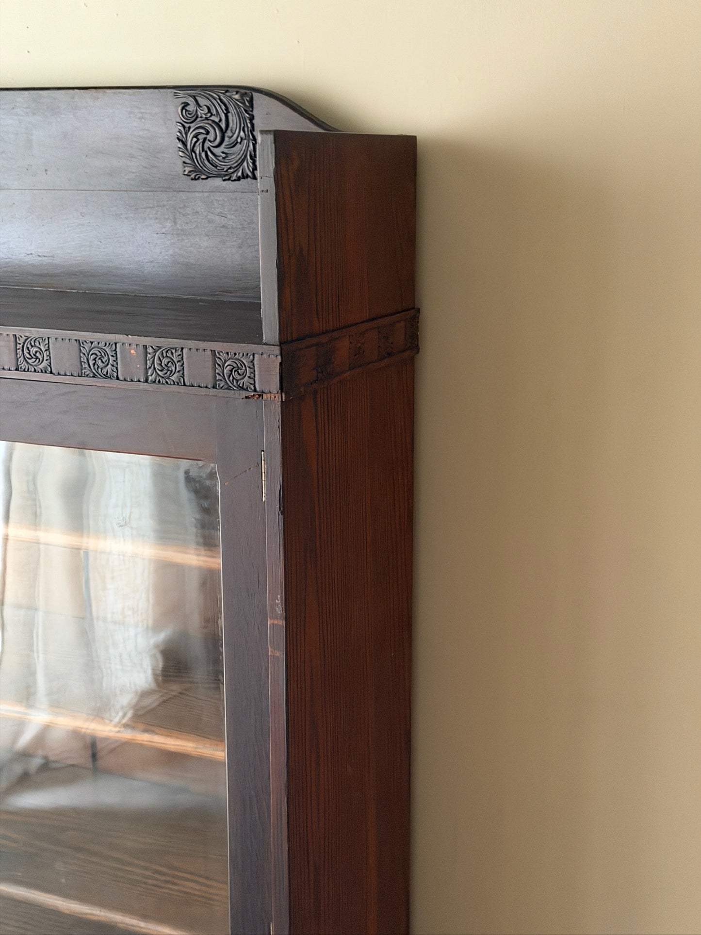 Victorian golden oak display cabinet