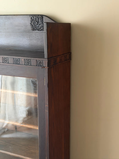 Victorian golden oak display cabinet