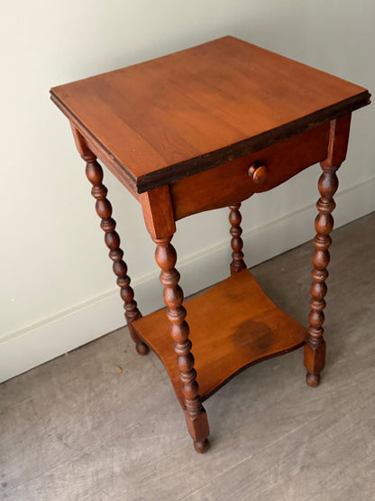 Cherry spindle leg side table