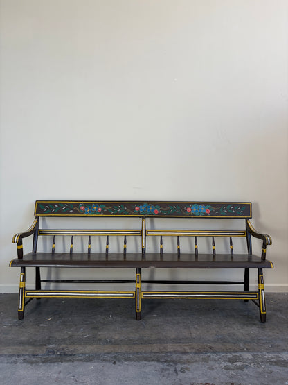 Pennsylvania Sheraton Half Spindle Deacon's Bench