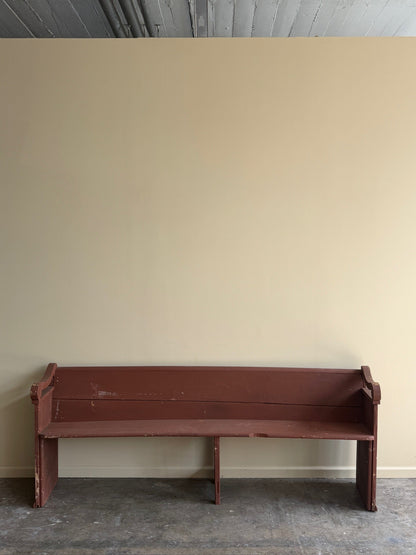 Red painted pine bench