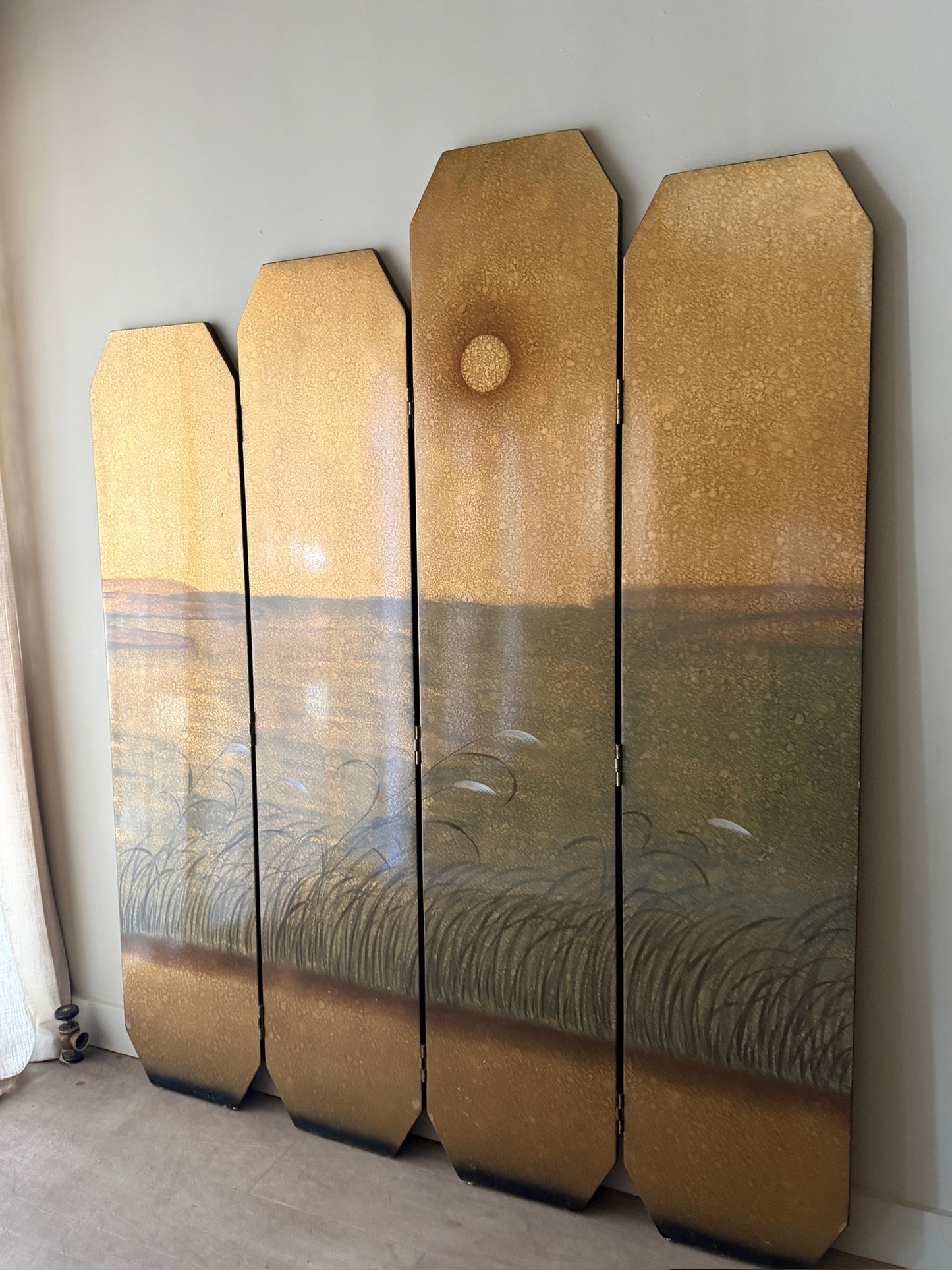 Japanese Byobu lacquered folding screen