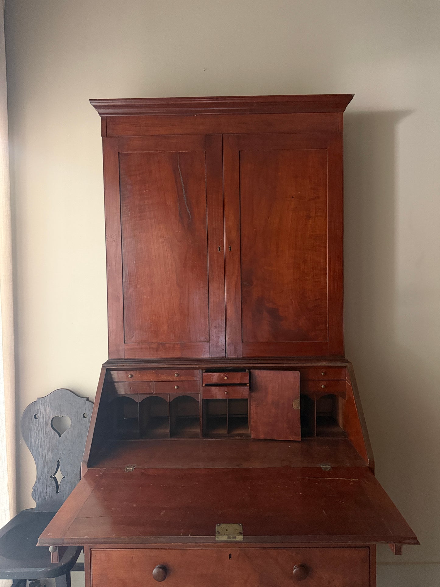 Cherry secretary hutch