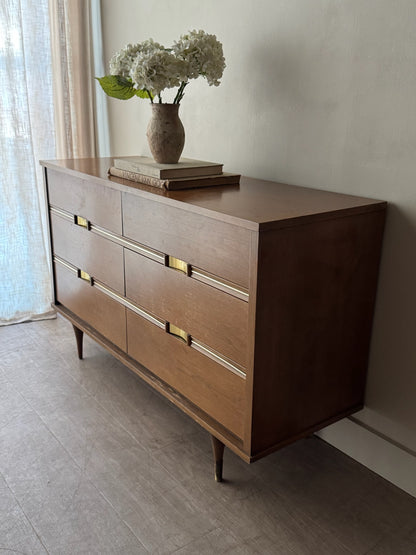 Walnut 6 drawer dresser