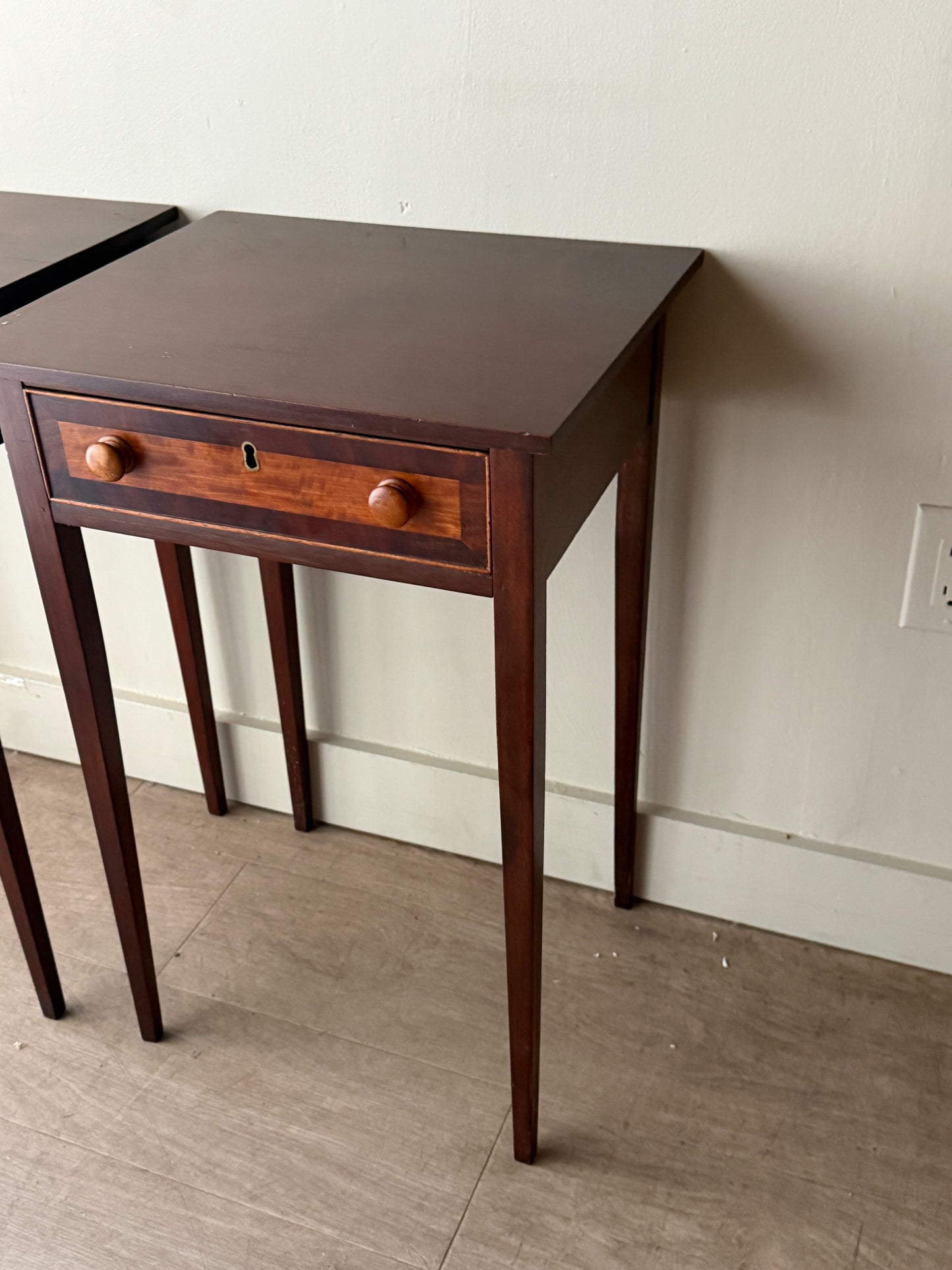 Mahogany and cherry side tables. Sold individually.
