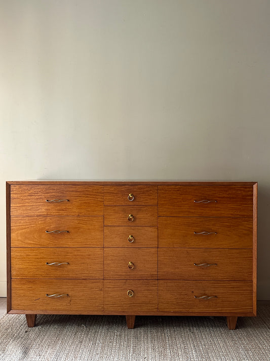 Walnut dresser with brass handles