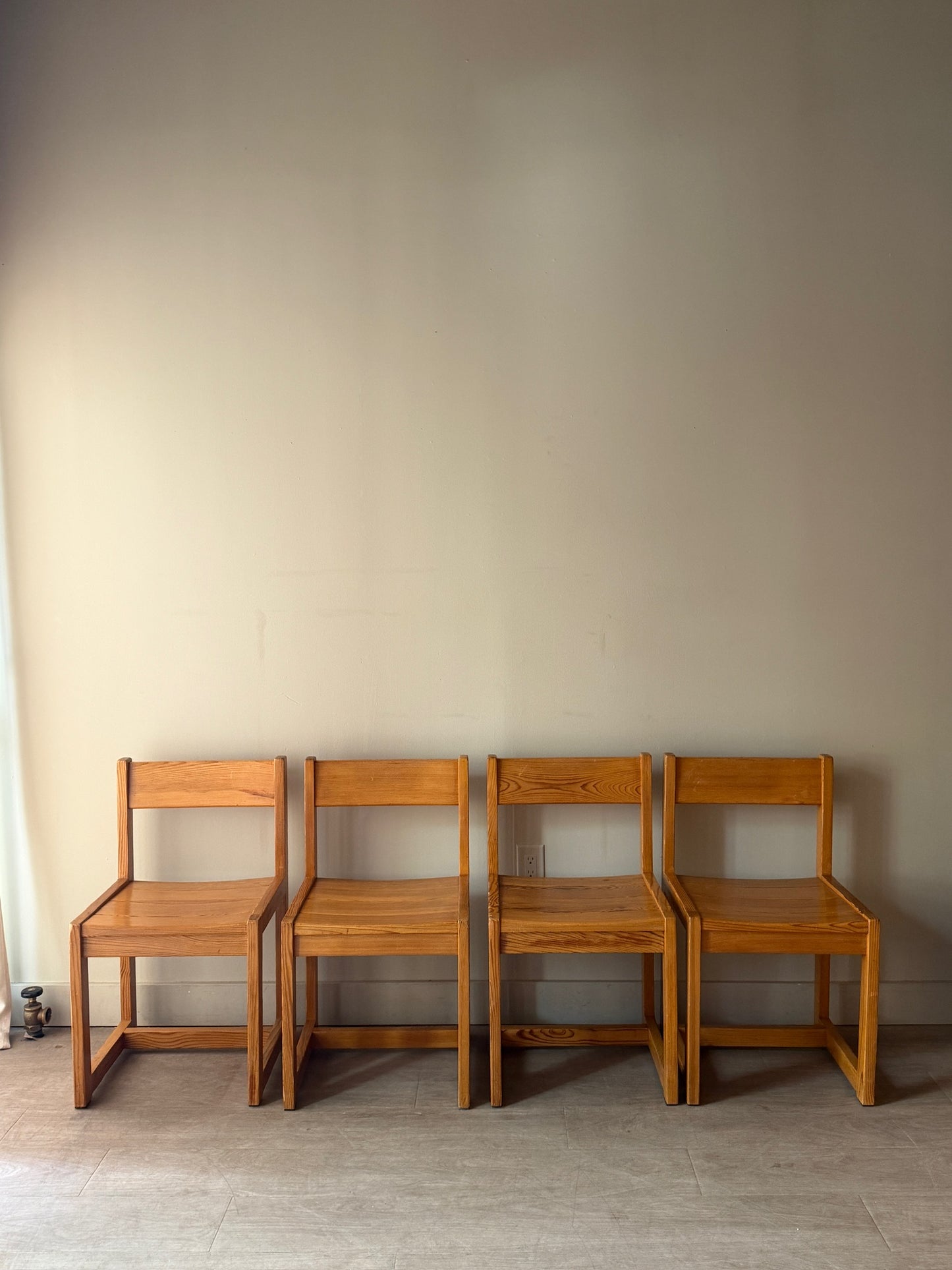 Hugo Svensson Dutch pine chairs. Sold as a set of 4.
