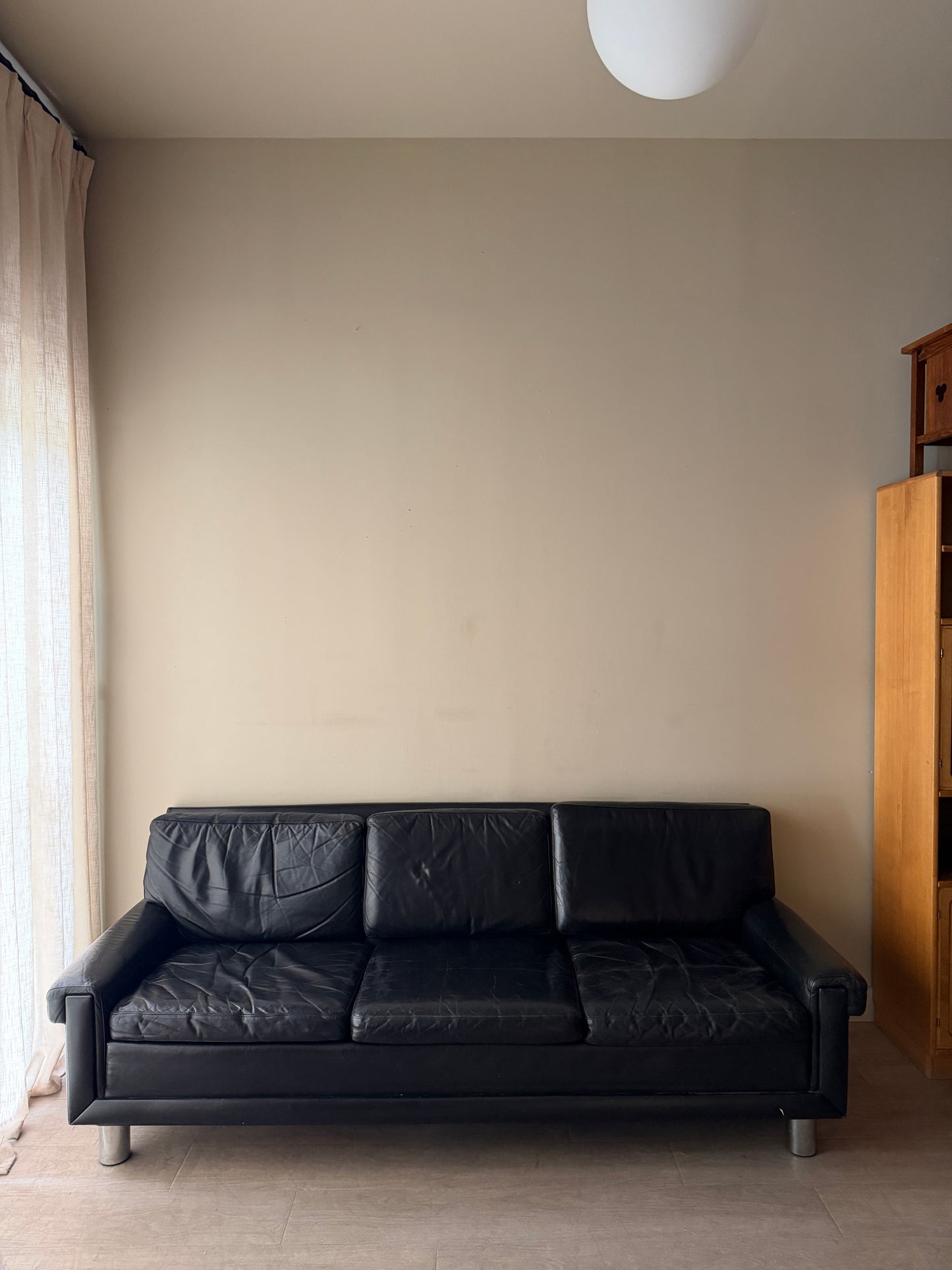 Danish black leather sofa