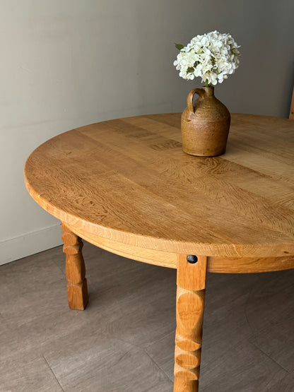 Danish oak dining table with extensions