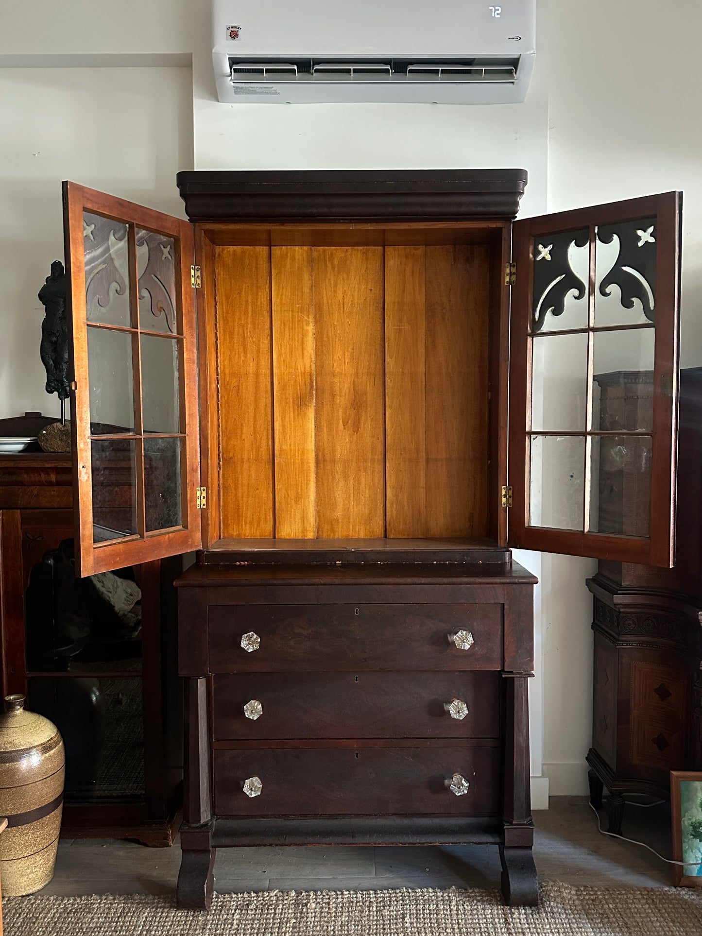 Mahogany hutch as is