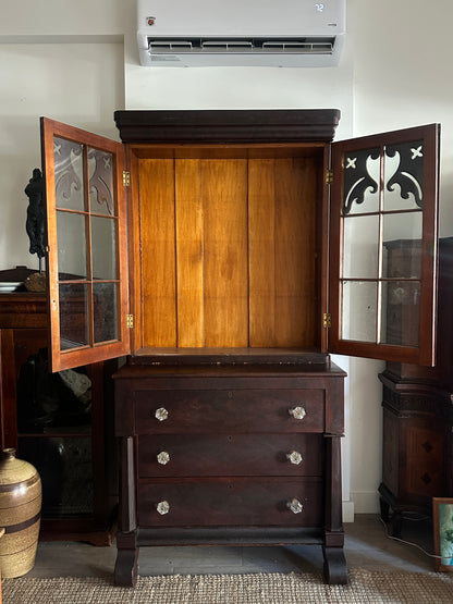 Mahogany hutch as is