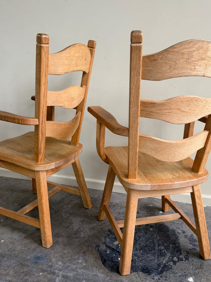 Oak razorblade armchairs. Sold individually.