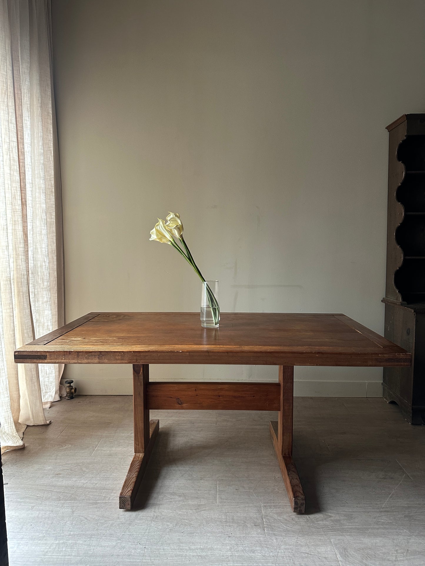 Oak trestle dining table