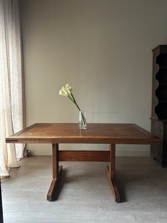 Oak trestle dining table