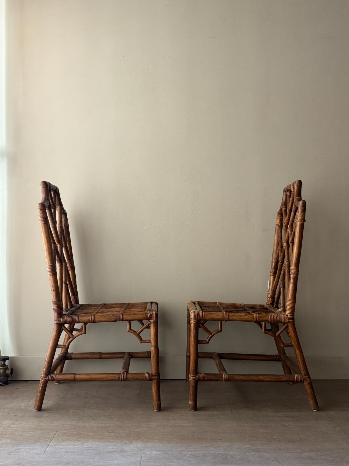 Bamboo dining chairs. Sold as a pair.